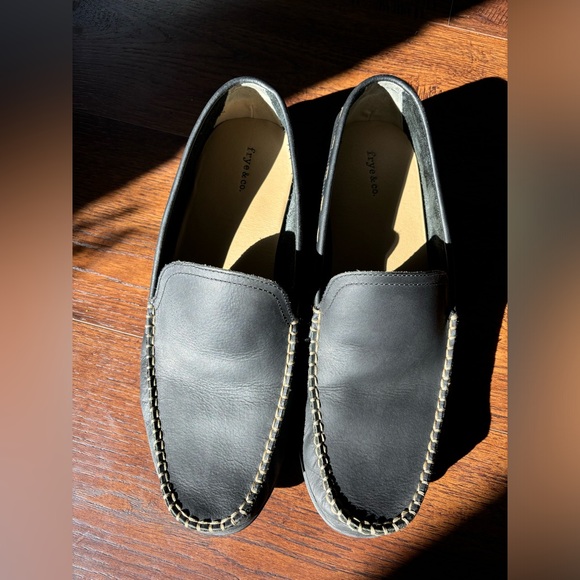 Frye & Co Men's 12 Black Leather Driving Loafers Shoes Lewis Venetian Moccasin - Picture 2 of 9